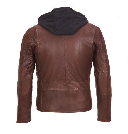 Vintage Leather Hooded Jacket