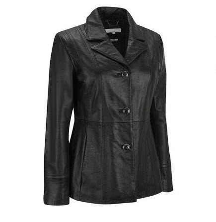 3 Buttons Leather Coat