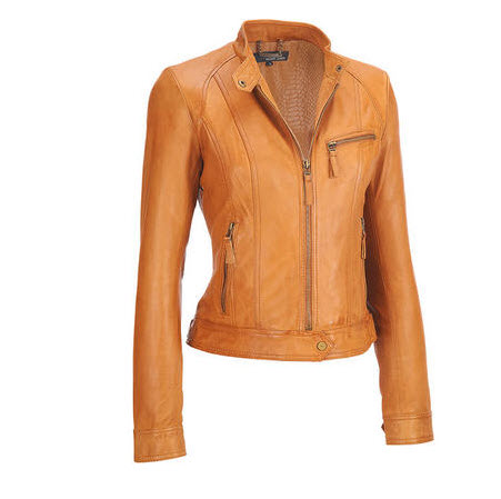 Standing Collar Leather Jacket