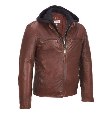 Vintage Leather Hooded Jacket